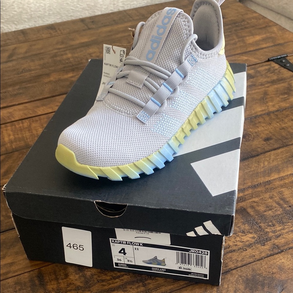 Adidas Kaptir Flow K Gray and Blue Sneakers with Boost Cushioning - Picture 2 of 9